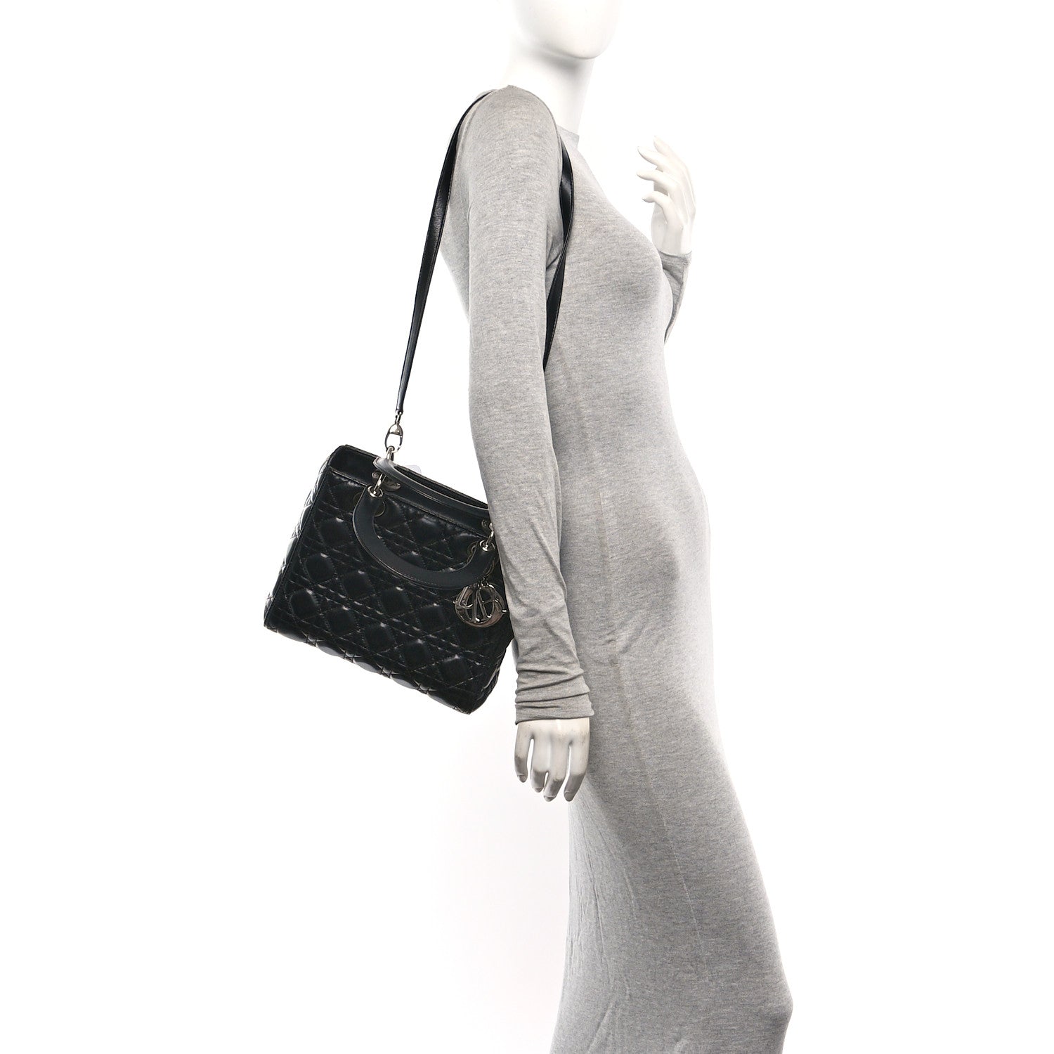 Lambskin Cannage Medium Lady Dior Black