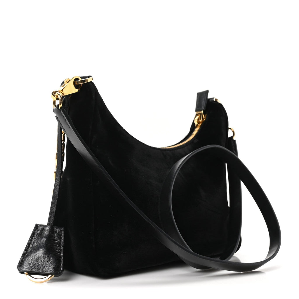 Velvet Nappa Mini Re-Edition Shoulder Bag Black