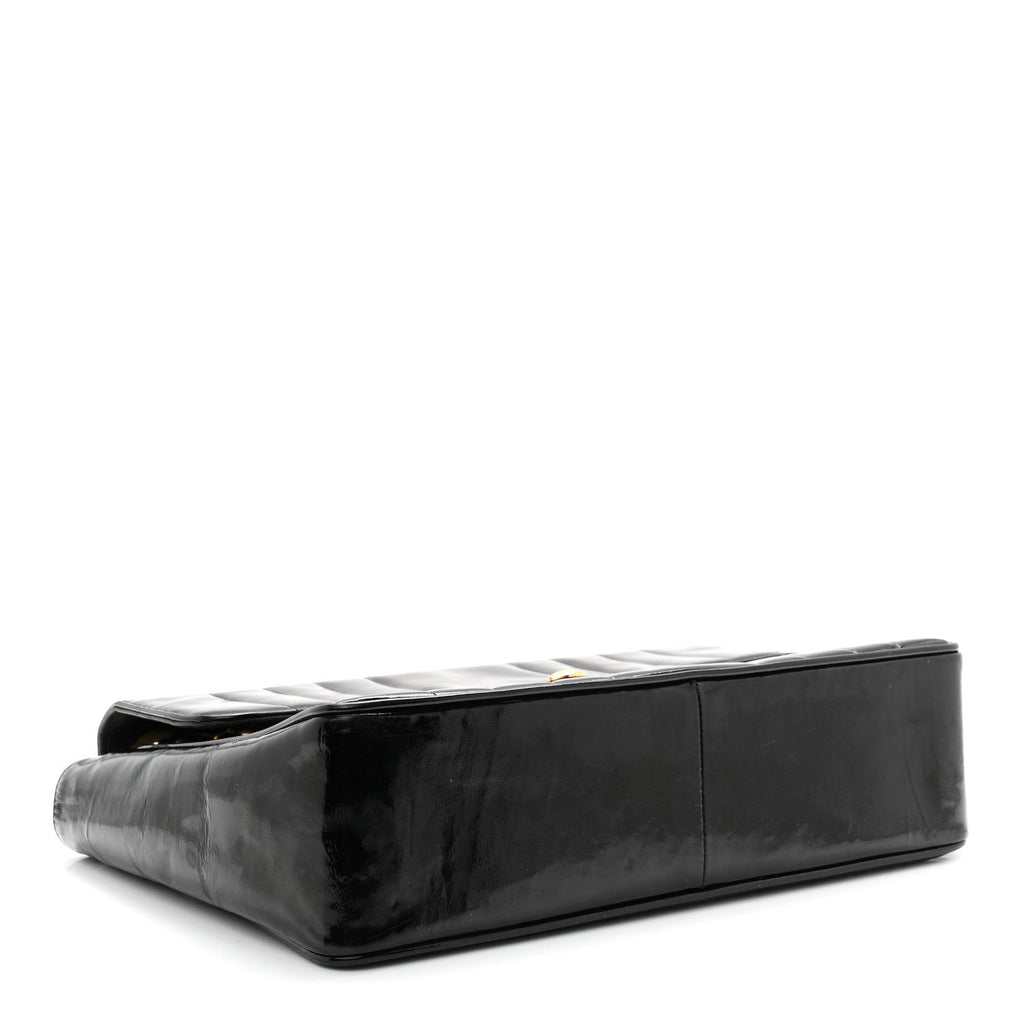 Patent Vertical Quilted Jumbo Single Flap Black