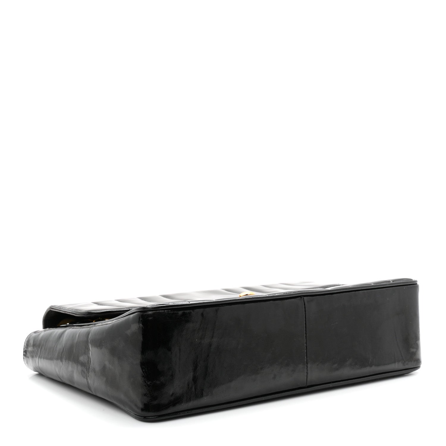 Patent Vertical Quilted Jumbo Single Flap Black