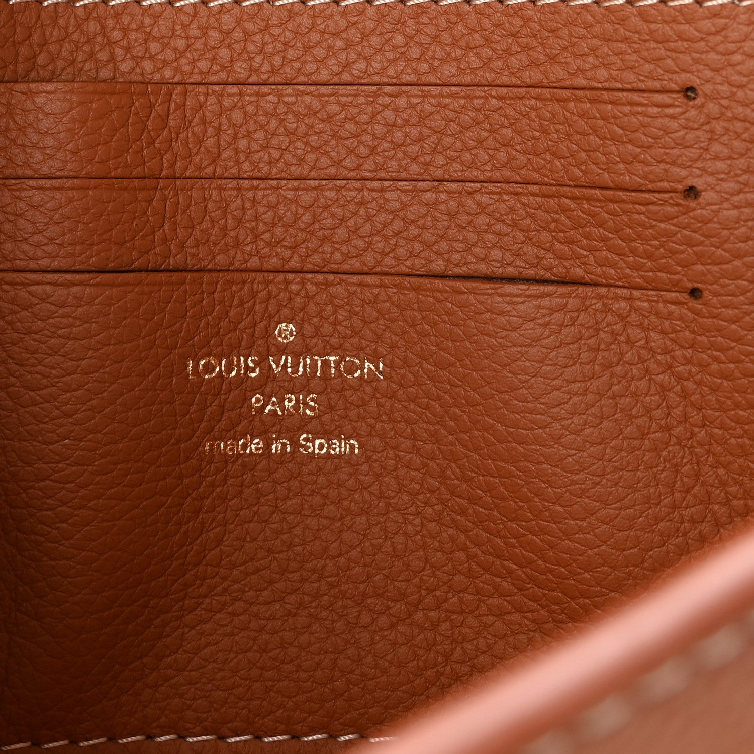 Grained Calfskin Low Key Wallet On Chain Cognac