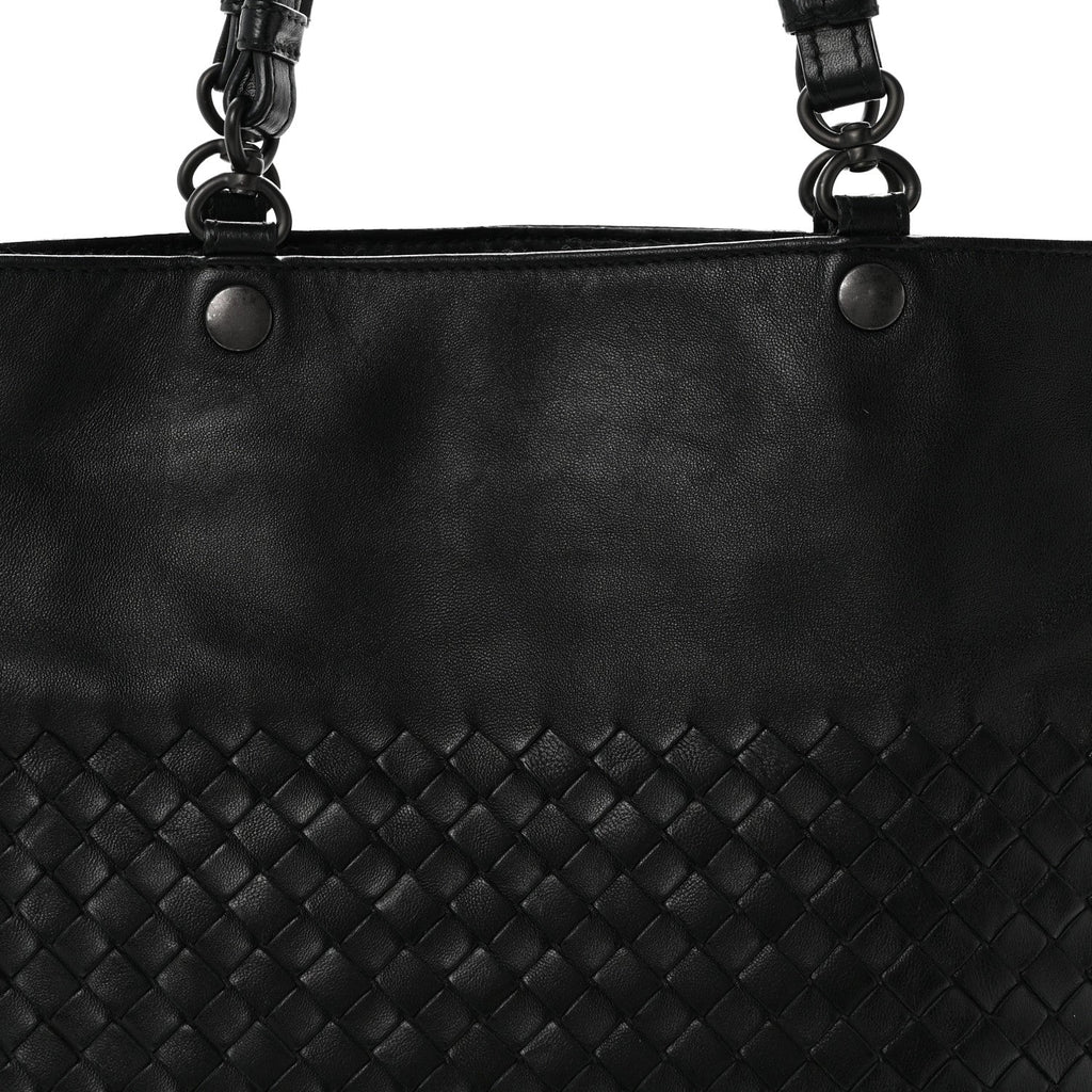 Nappa Intrecciato Flat Shoulder Bag Black