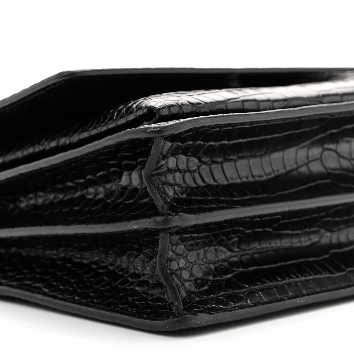 Calfskin Crocodile Embossed Medium Monochrome Monogram Sunset Black