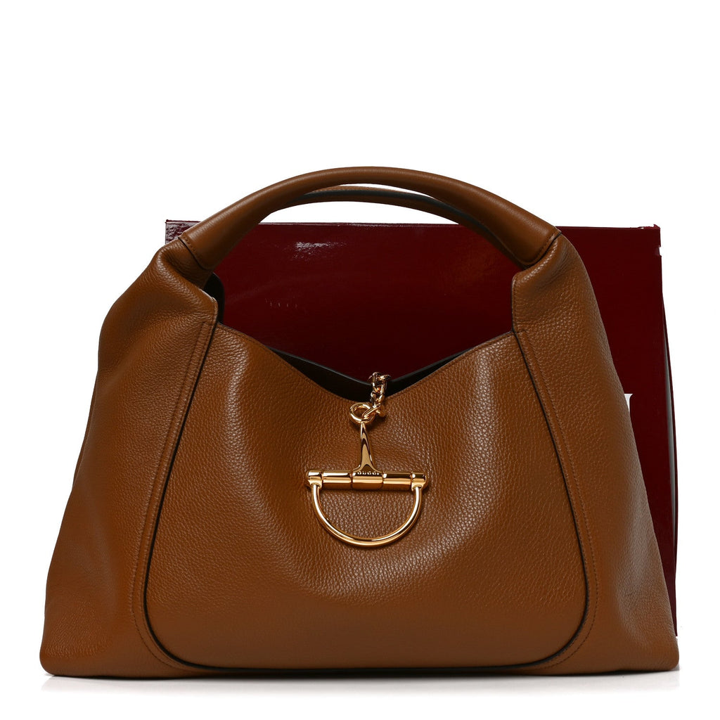 Grained Calfskin Softbit Maxi Shoulder Bag Brown