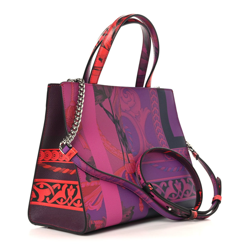 Printed Calfskin Vara Bow Top Handle Tote Multicolor