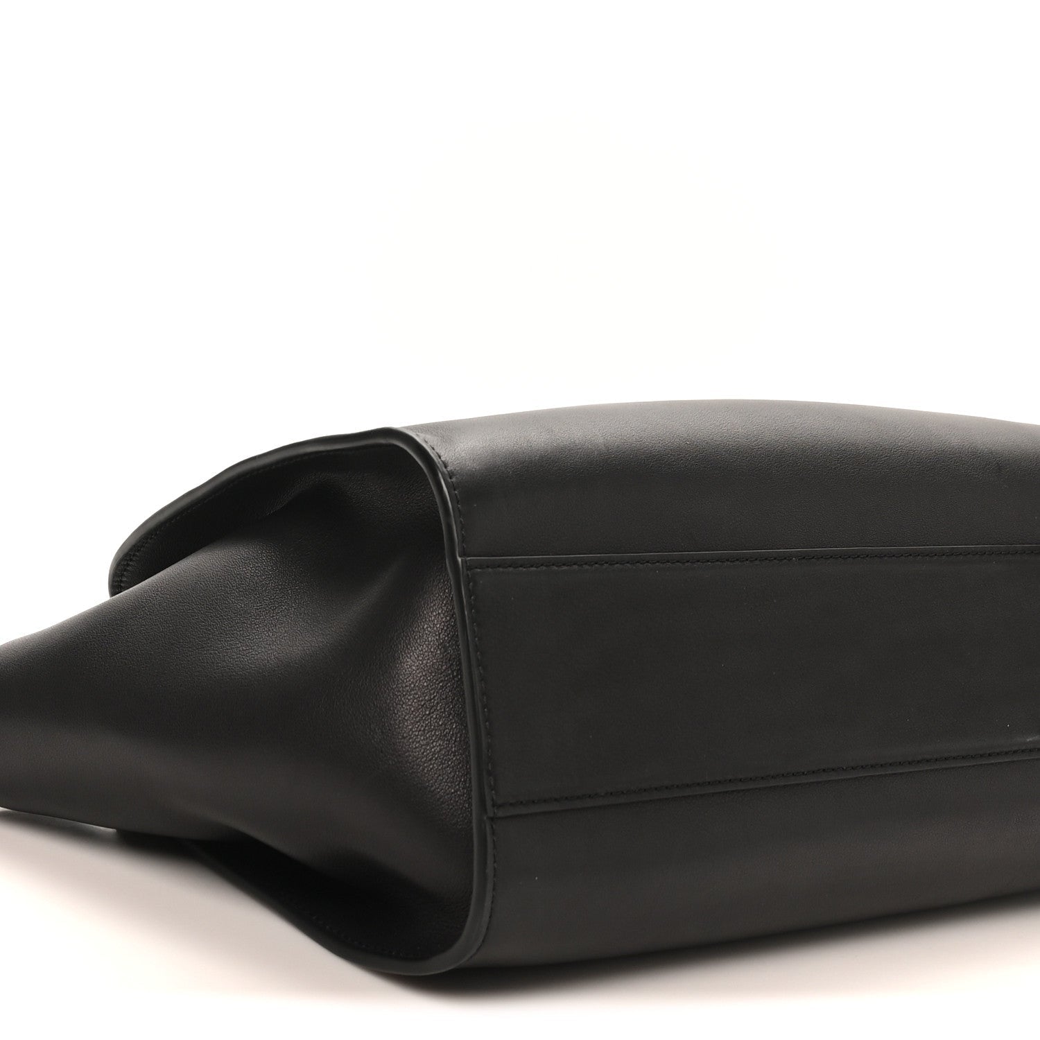 Polished Saddle Calfskin Marlo 12 Tote Bag Black