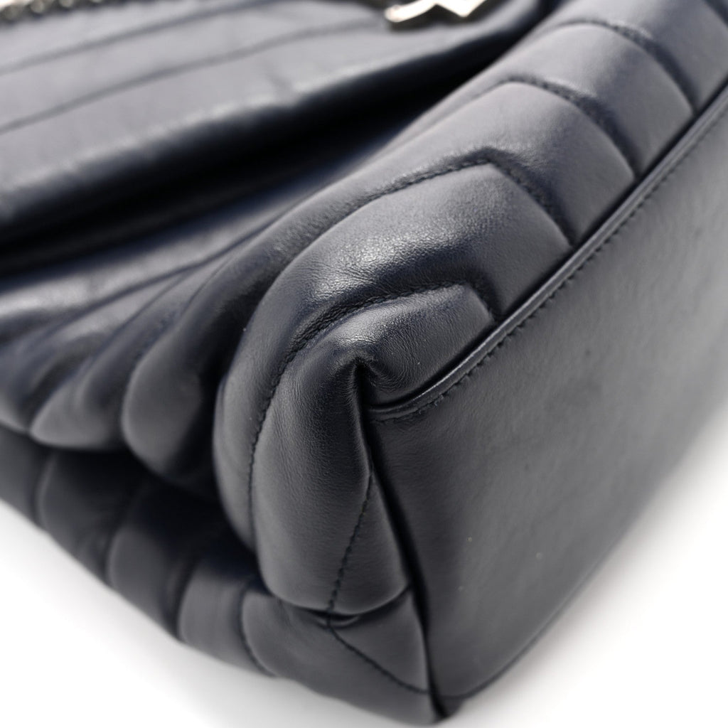Calfskin Y Quilted Monogram Medium Loulou Chain Satchel Medium Blue
