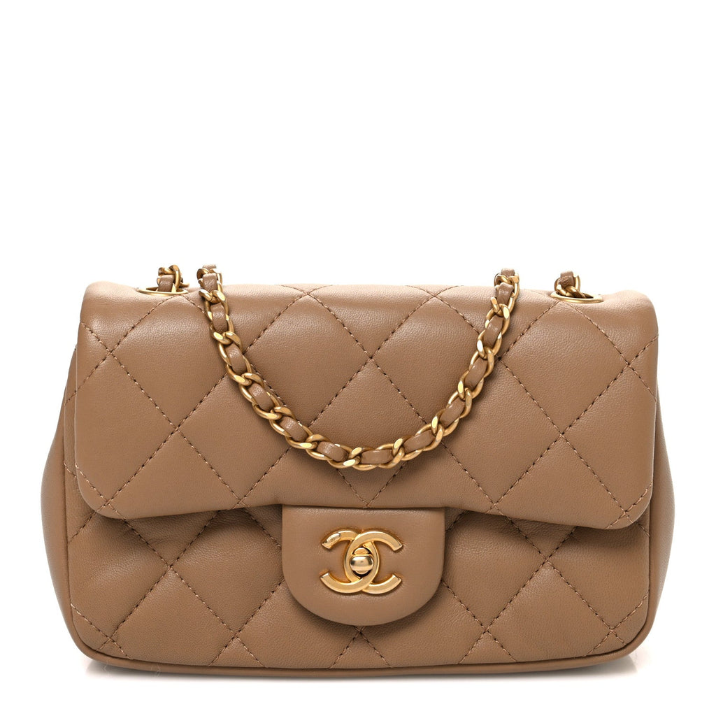 Lambskin Quilted Mini Heart Charms Flap Beige