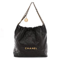 Shiny Calfskin Quilted Small Chanel 22 Dark Brown