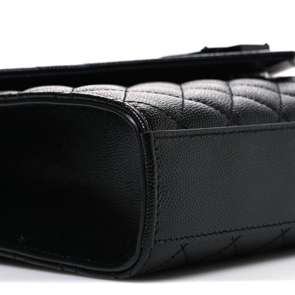 Grain De Poudre Textured Mixed Matelasse Triquilt Medium Monogram Monochrome Satchel Black