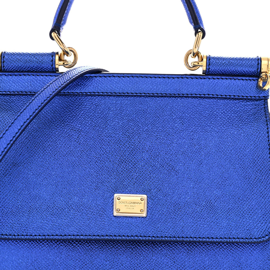 Metallic Dauphine Small Miss Sicily Satchel Blue
