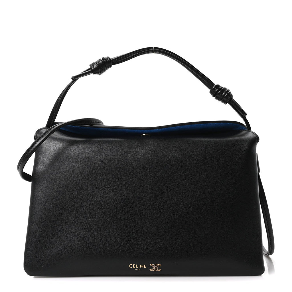 Smooth Lambskin Trio Flap Crossbody Bag Black