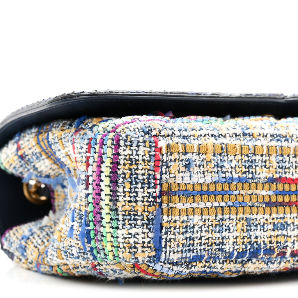 Tweed Snakeskin Quilted Medium CC Filigree Flap Multicolor