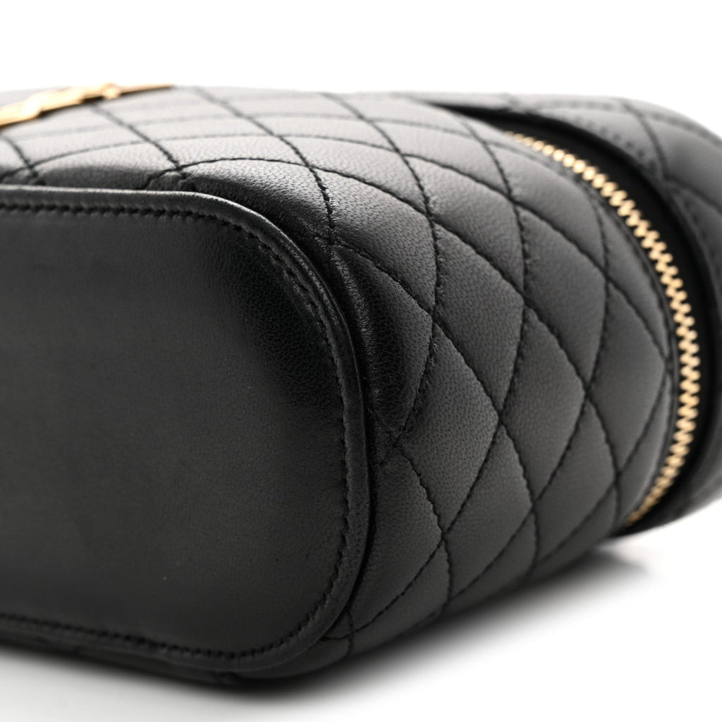 Lambskin Quilted Mini Gaby Vanity Case Black