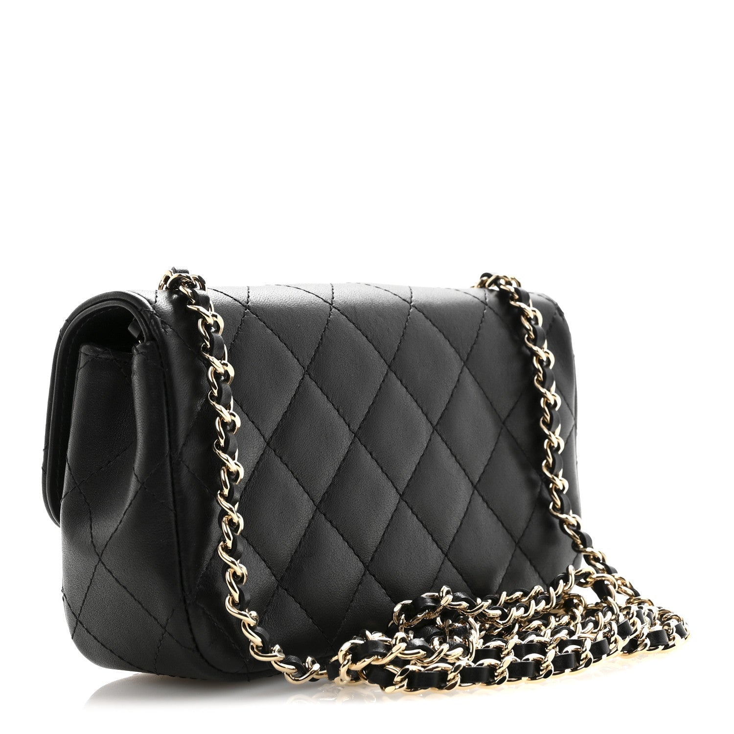 Lambskin Quilted Extra Mini V For Victory Flap Black
