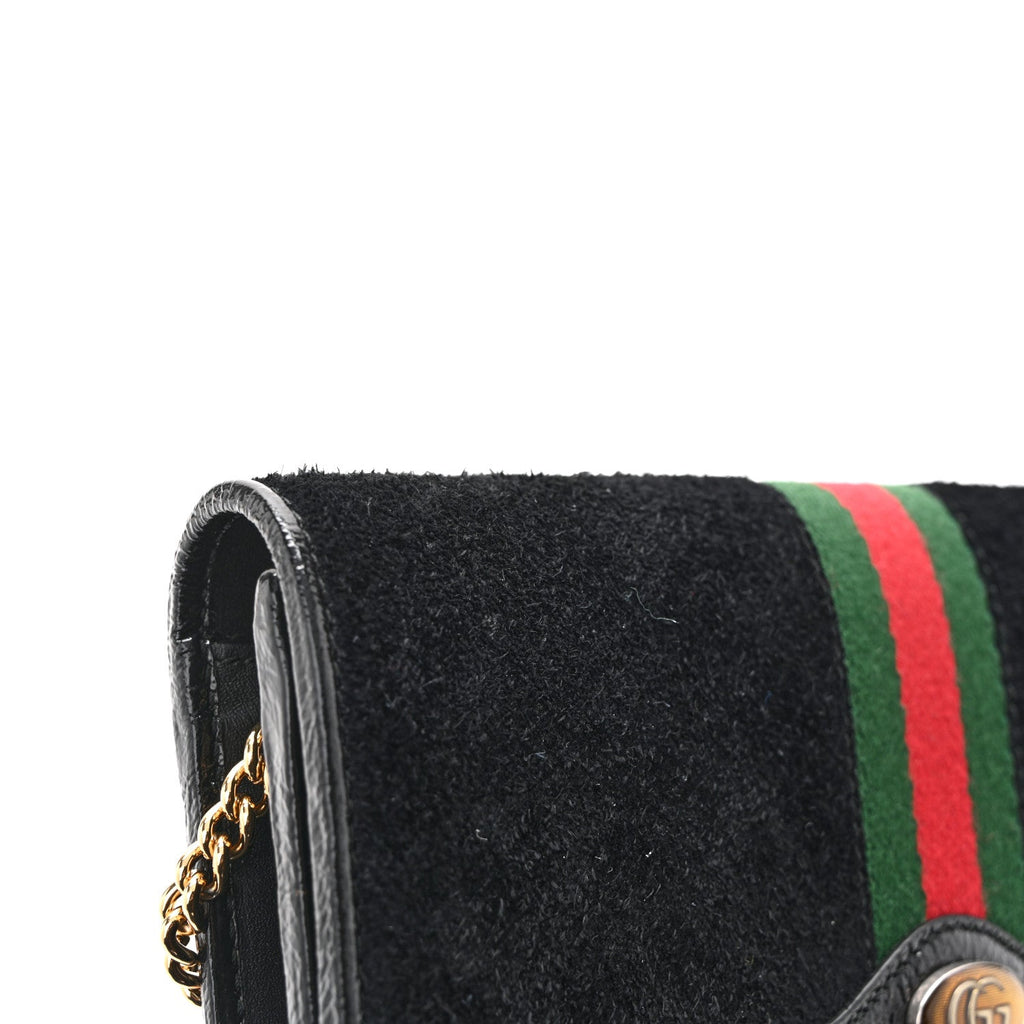 Suede Patent Web Ophidia Wallet On Chain Black