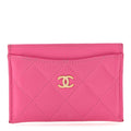Caviar Quilted Card Holder Fuchsia