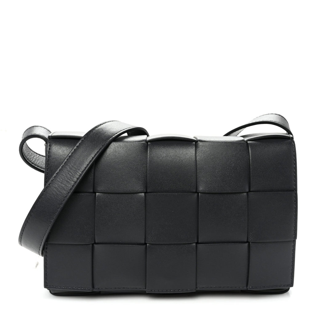 Lambskin Maxi Intreccio Small Cassette Crossbody Bag Ardoise Glacier