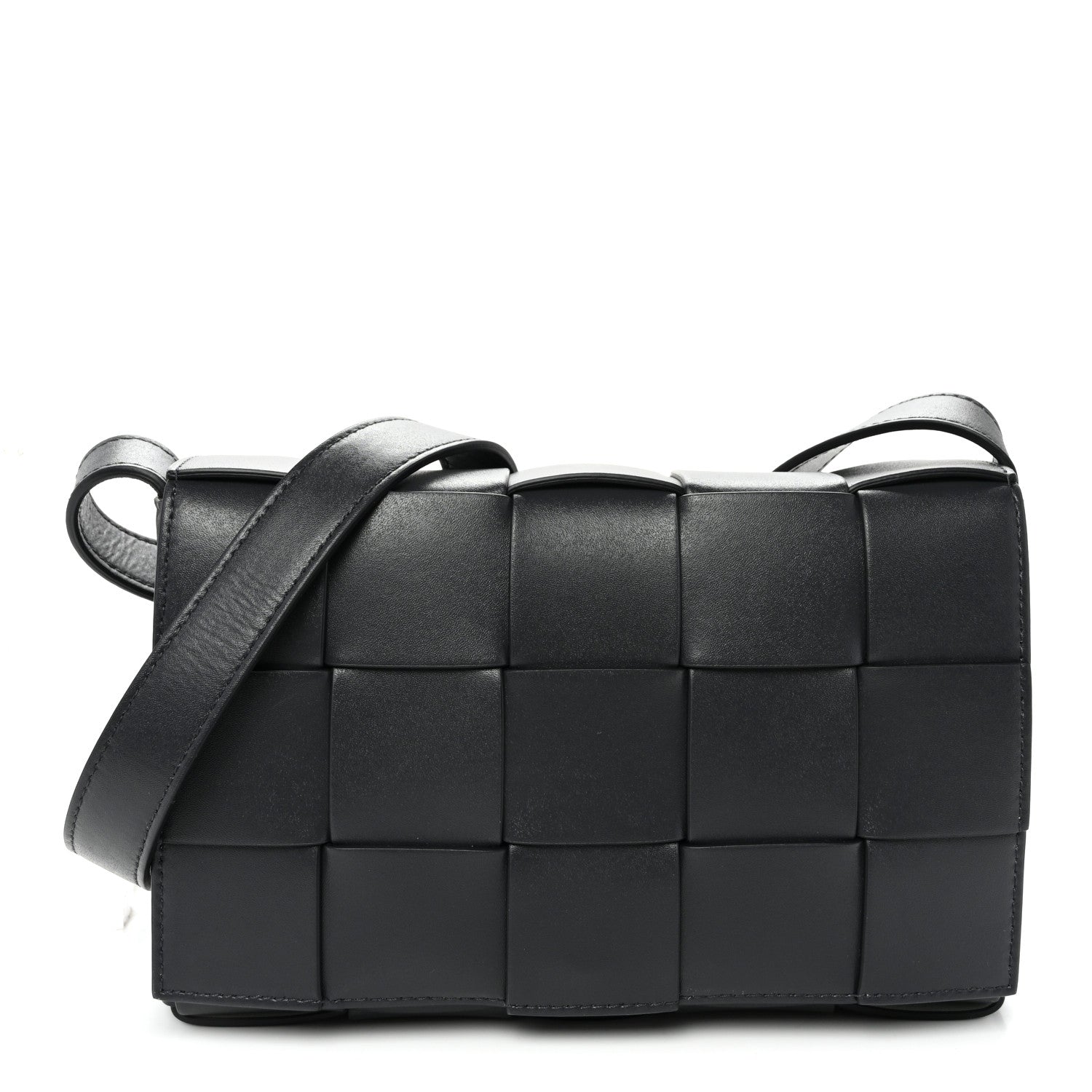Lambskin Maxi Intreccio Small Cassette Crossbody Bag Ardoise Glacier