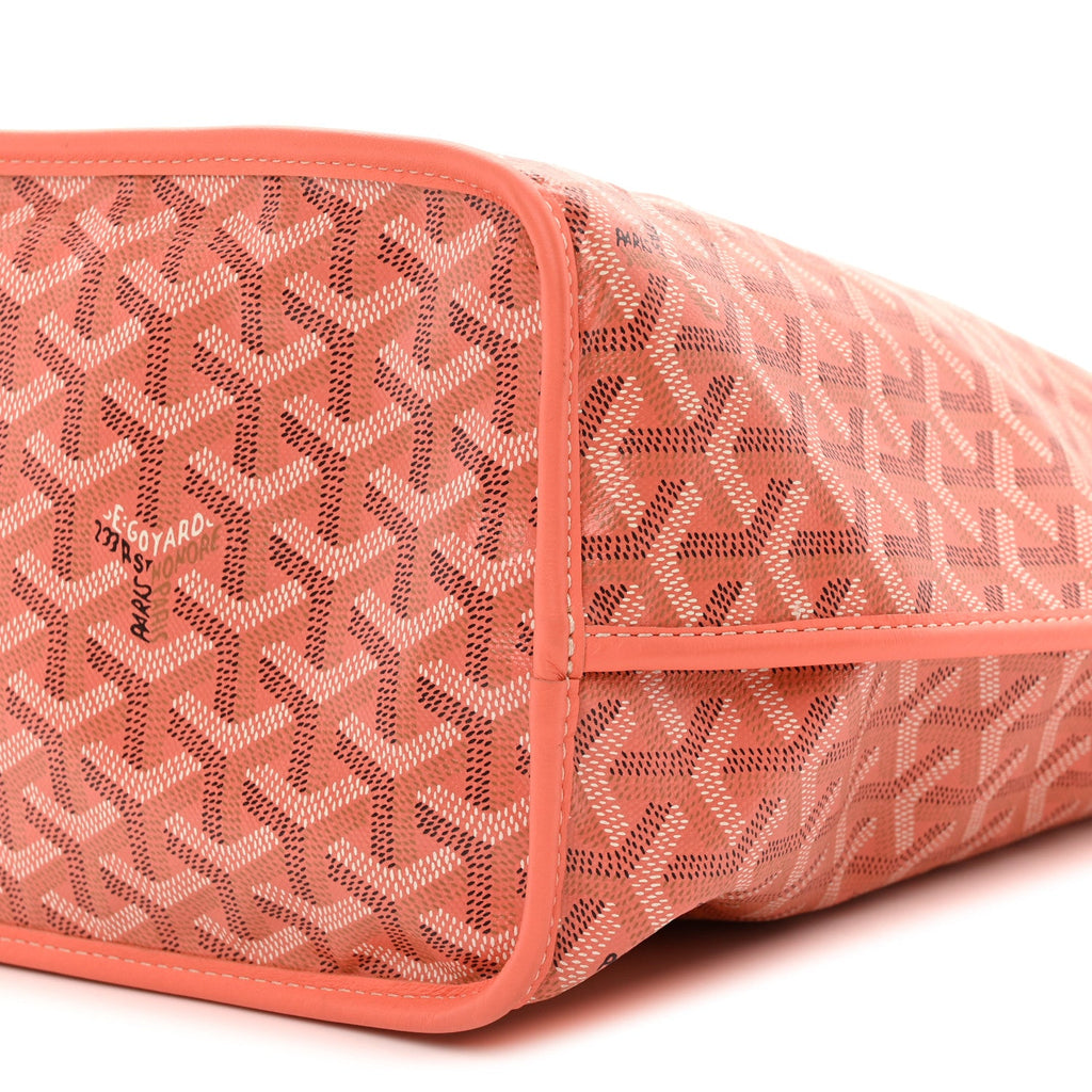 Goyardine Embroidered Seahorse Reversible Anjou PM Coral