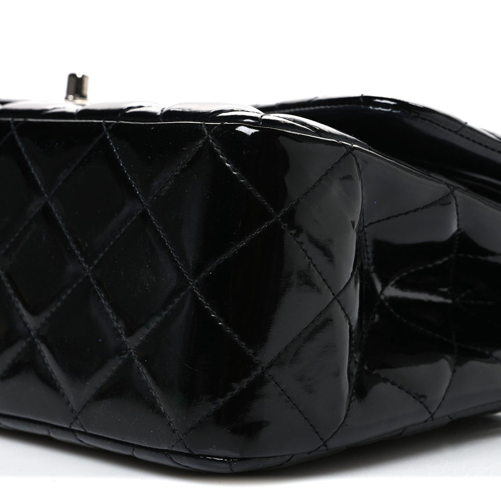 Patent Quilted Jumbo Double Flap Black
