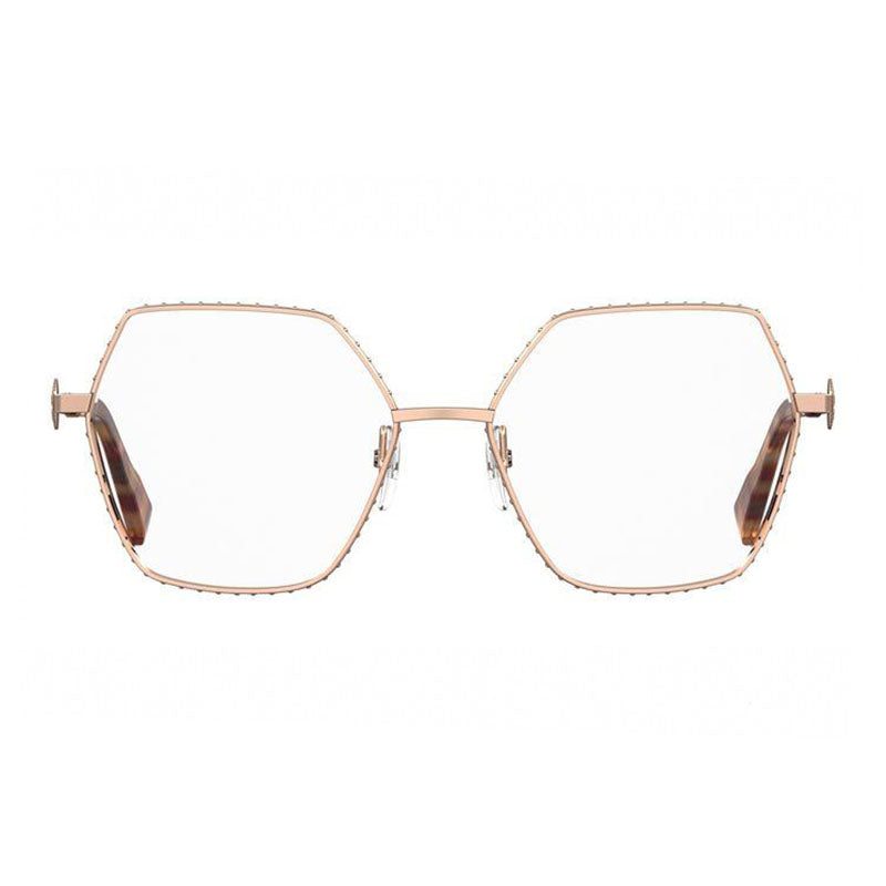 Moschino Eyeglasses Geometric Full Rim, Gold Copper Frame and Clear Demo Lenses Lens MOS5930DDB00