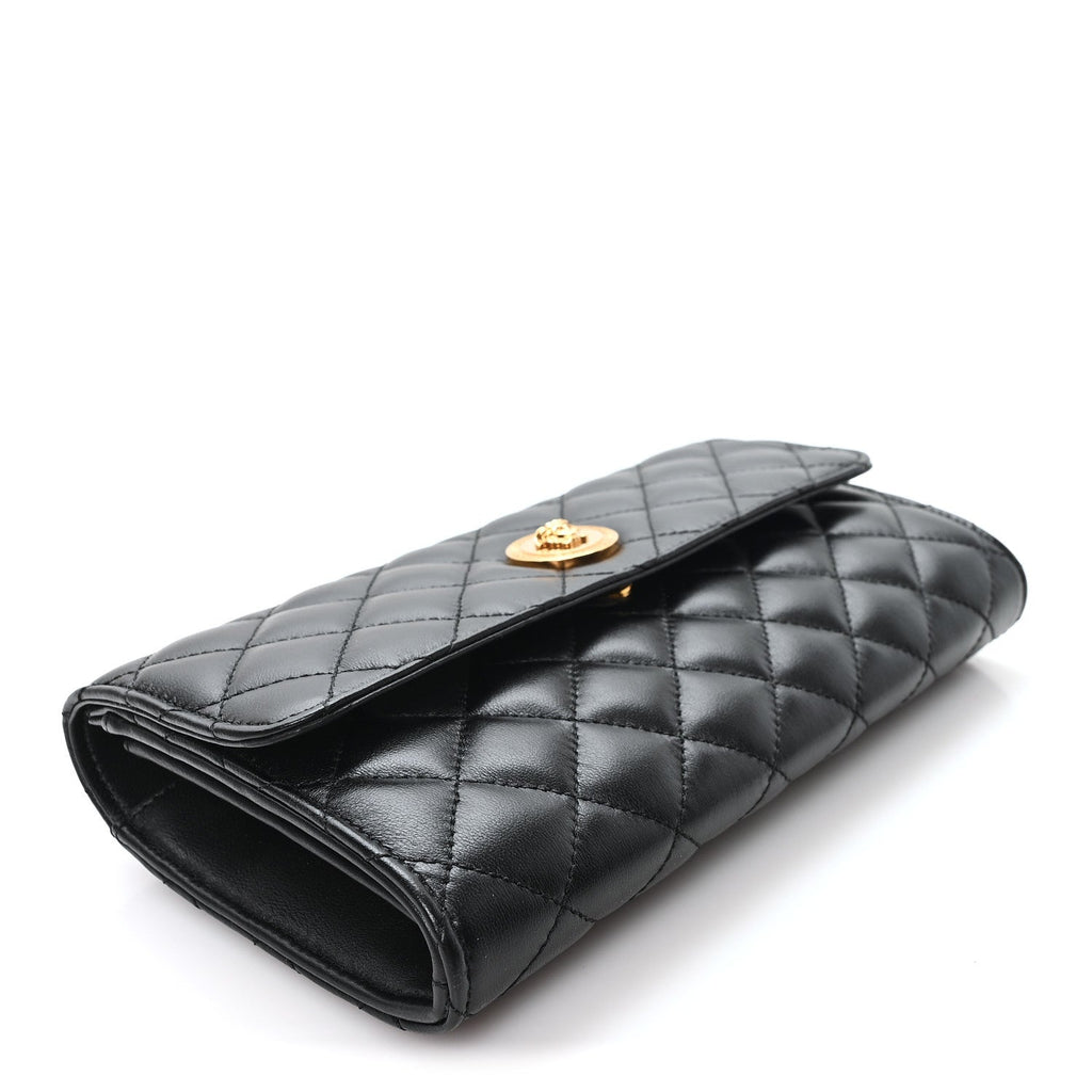Lambskin Quilted Medusa Wallet On Chain Crossbody Black