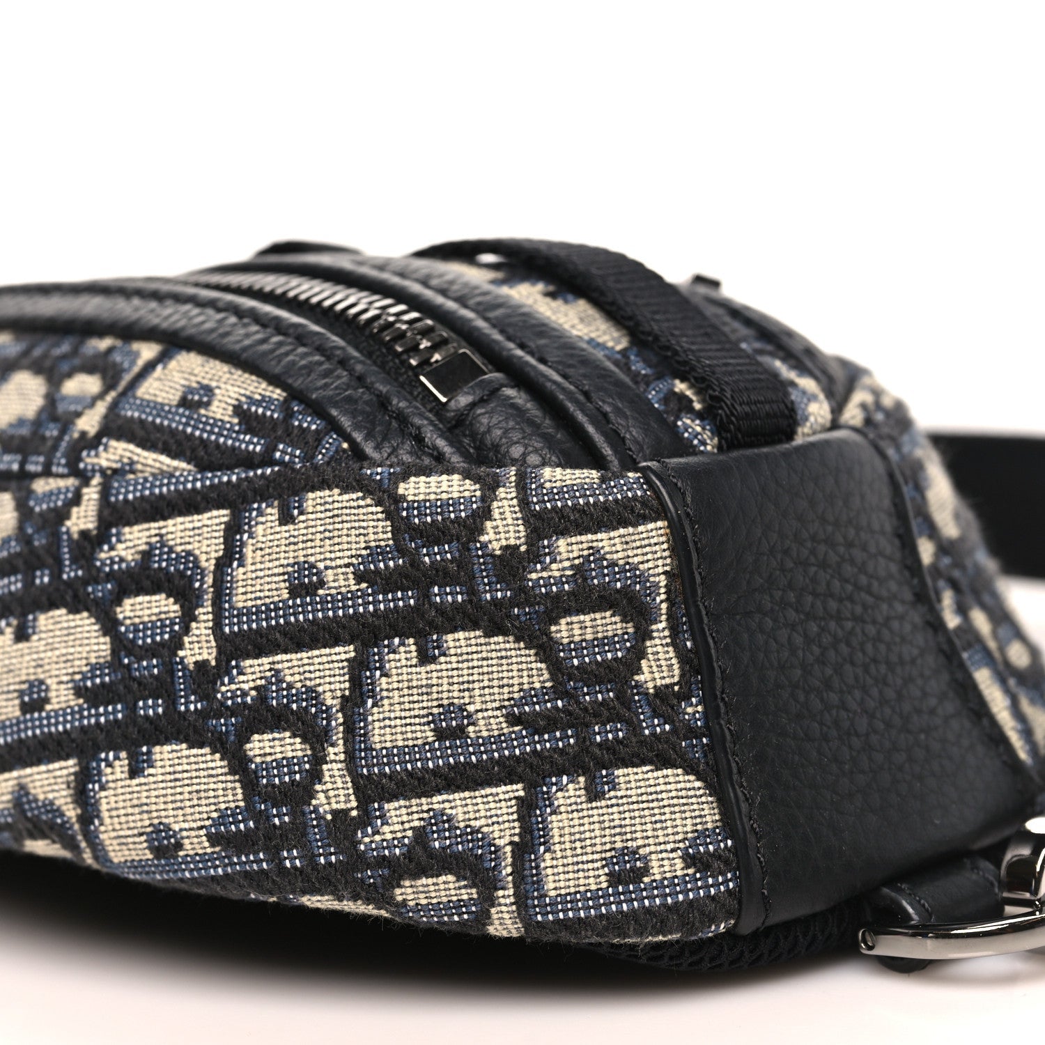 Grained Calfskin Oblique Scarab Sling Bag Blue Black
