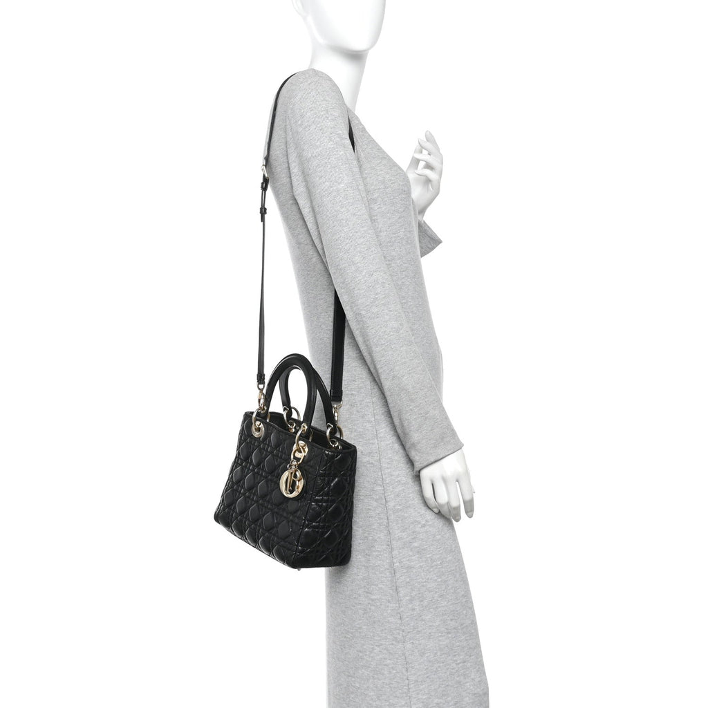 Lambskin Cannage Medium Lady Dior Black