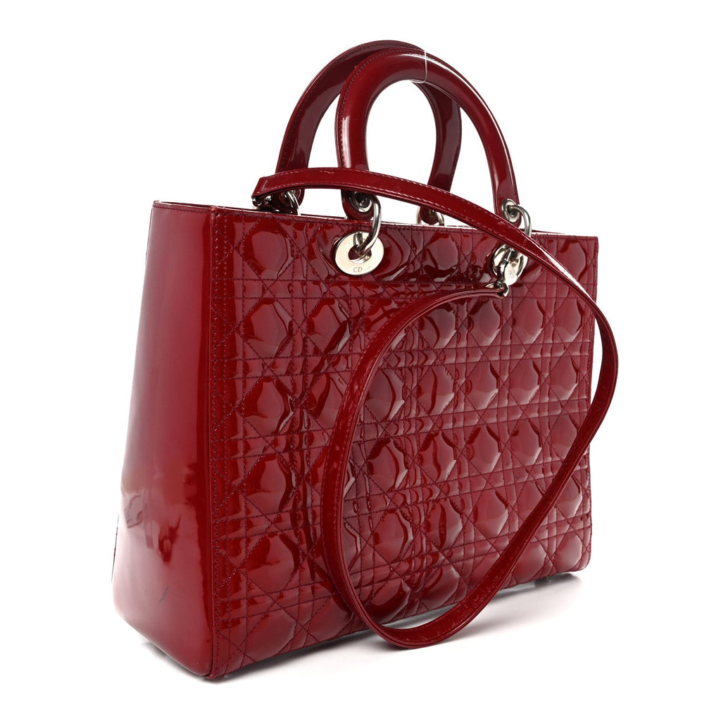 Patent Cannage Large Lady Dior Red