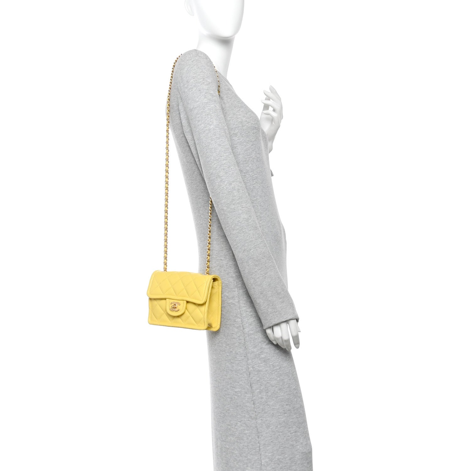 Caviar Quilted Mini Sweet Classic Flap Yellow