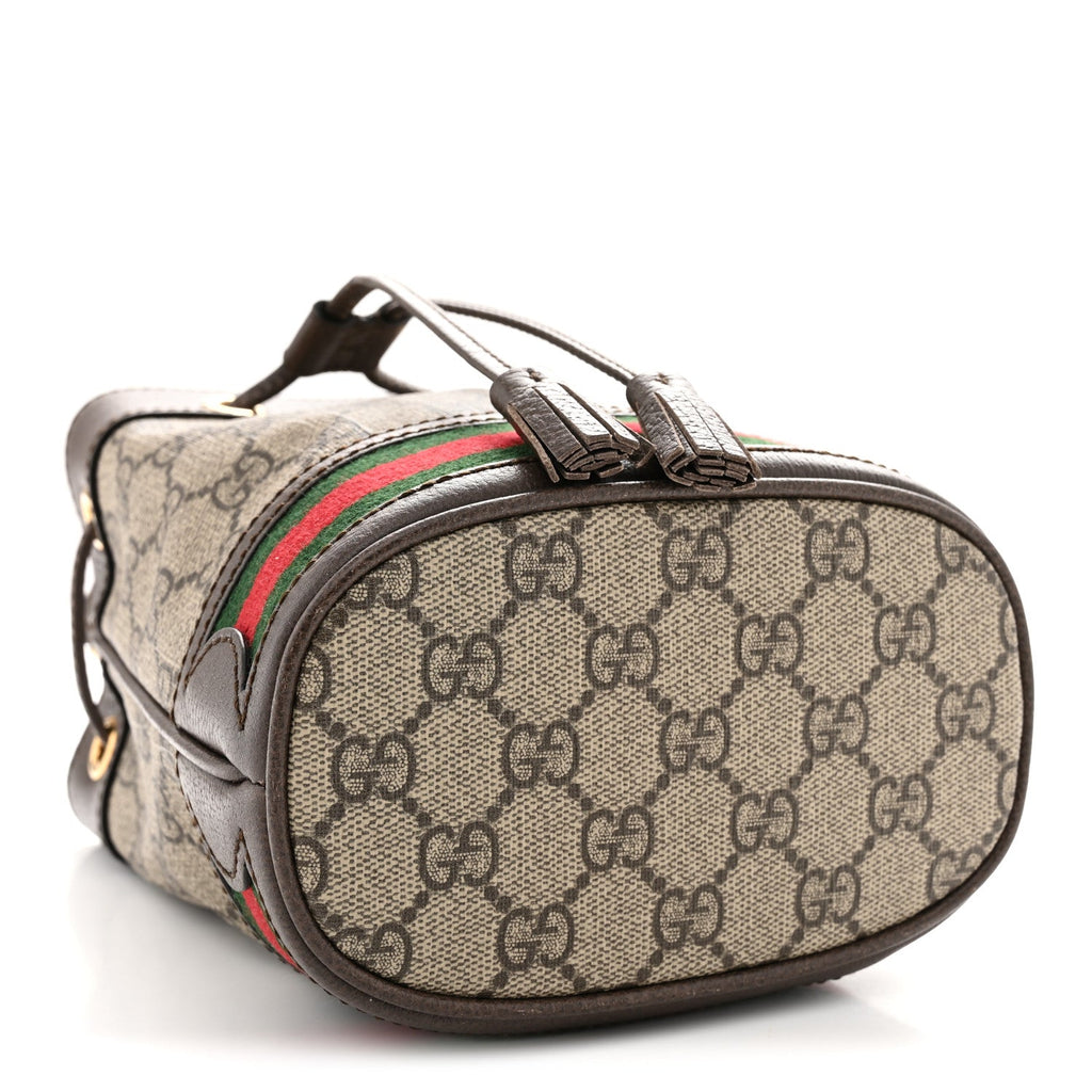 GG Supreme Monogram Web Mini Ophidia Bucket Bag Brown
