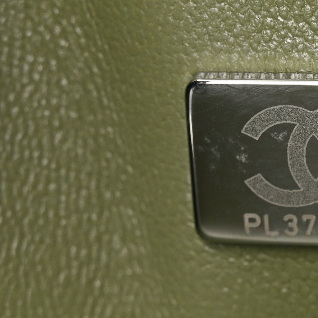 Lambskin Quilted Medium Double Flap Green