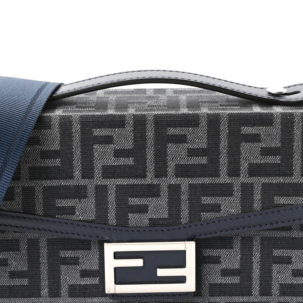 Recycled Fabric Jacquard Vitello King FF 1974 Baguette Soft Trunk  Blue Blue