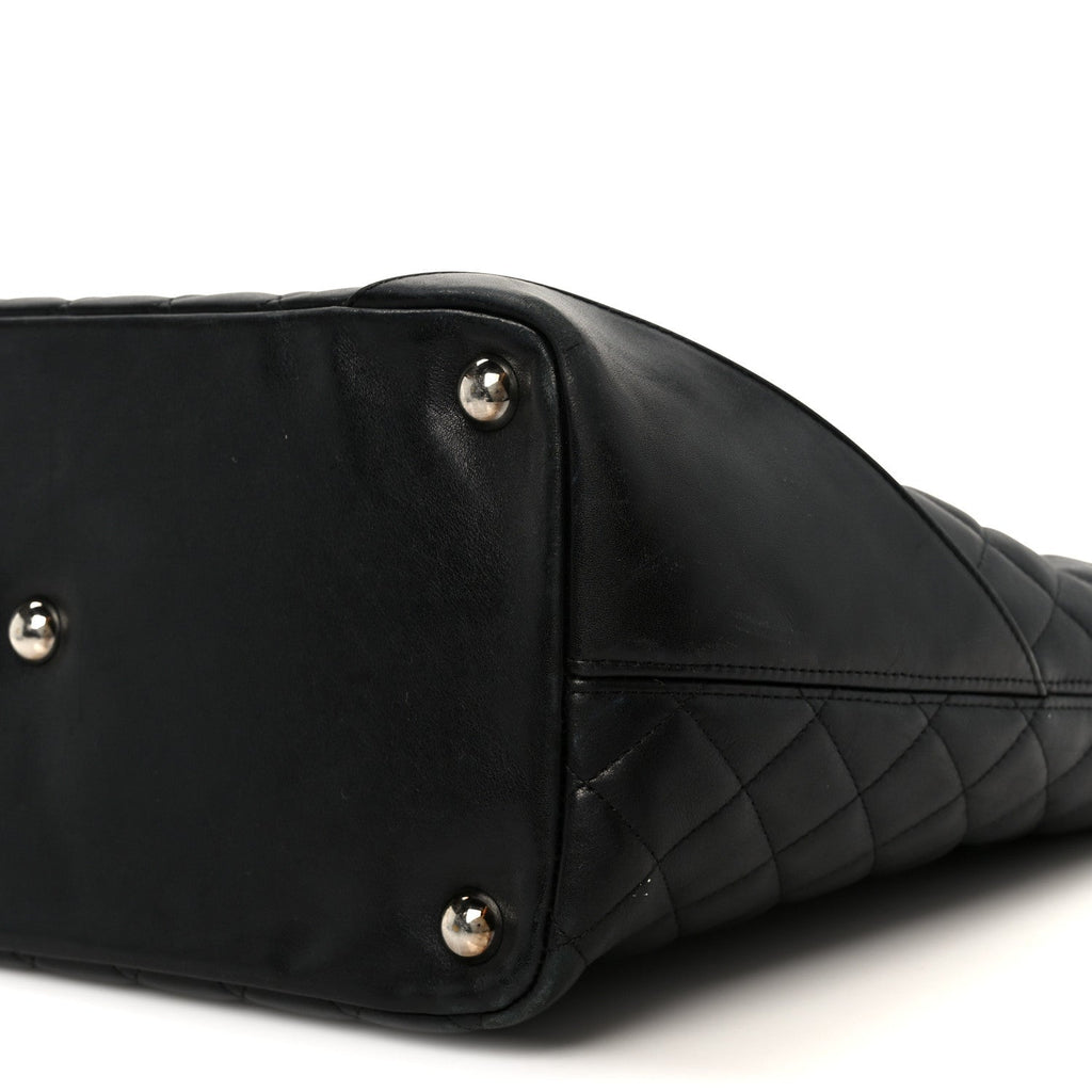 Calfskin Quilted Large Cambon Tote Black