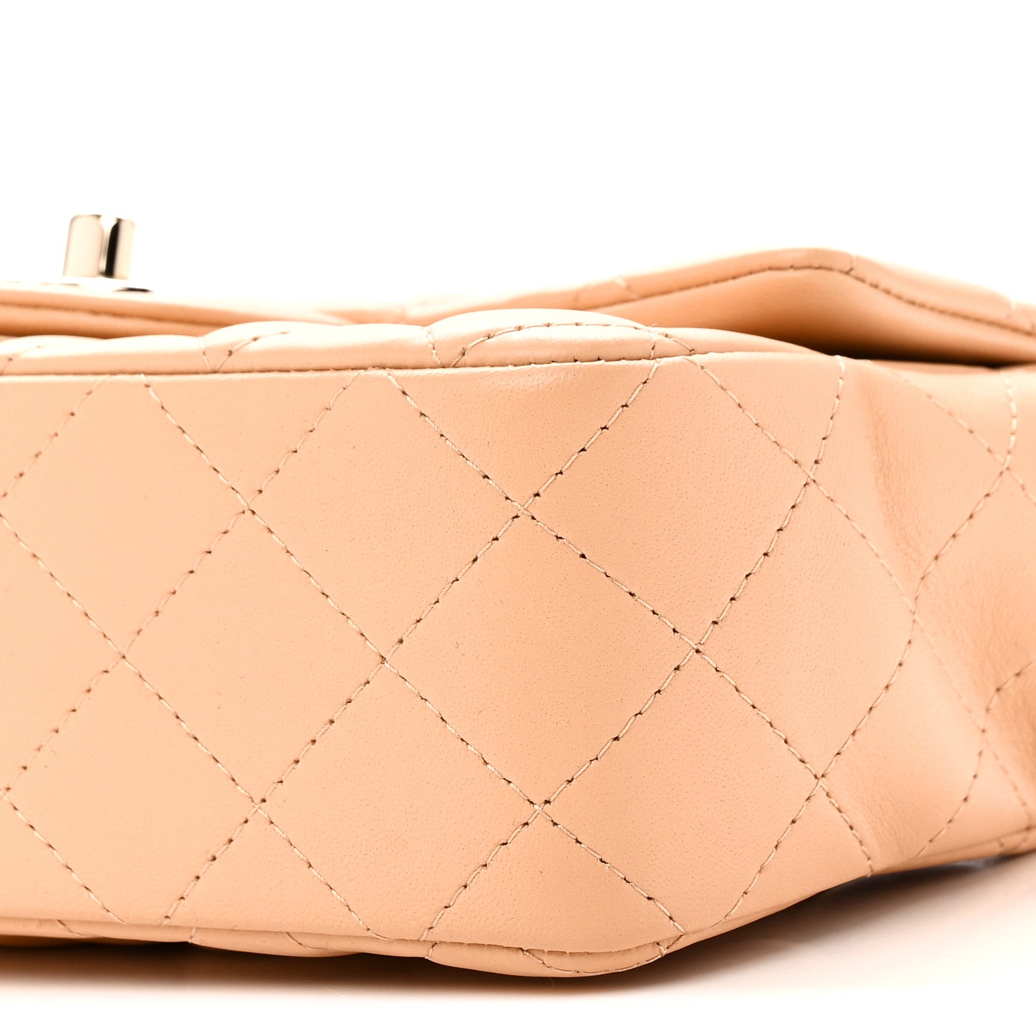 Lambskin Quilted Mini Rectangular Flap Beige