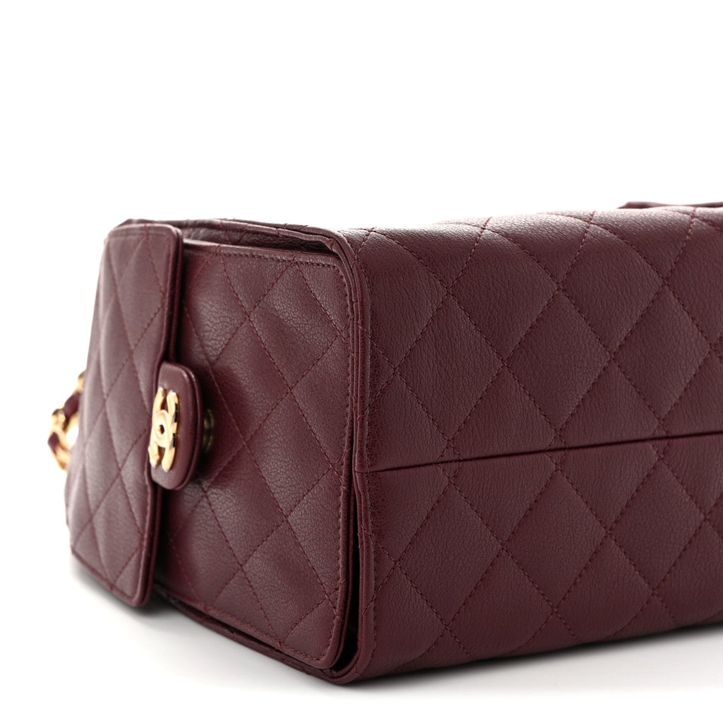 Goatskin Quilted Small Chanel 25 Handbag Dark Burgundy