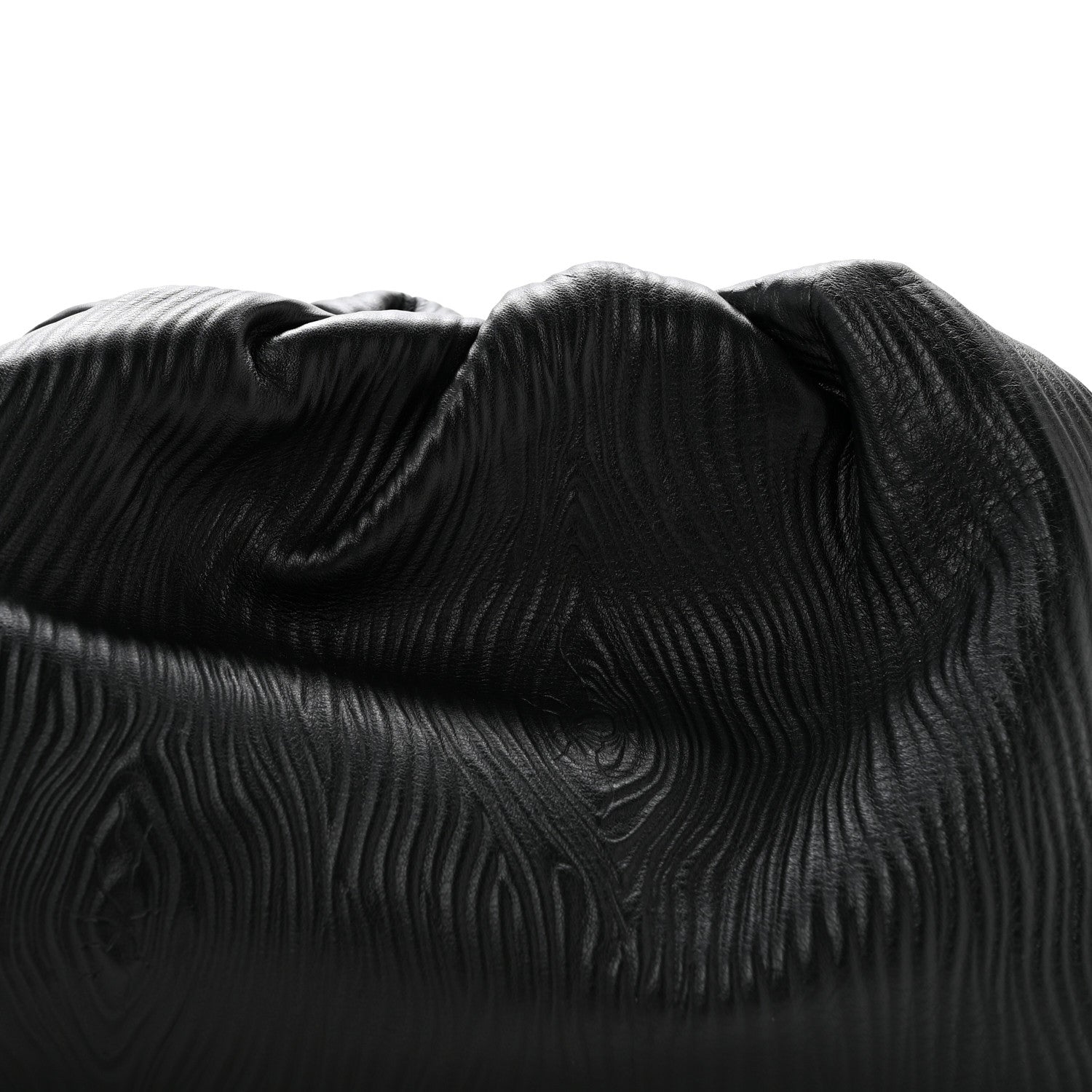 Bark Calfskin Embossed The Pouch Oversized Clutch Black