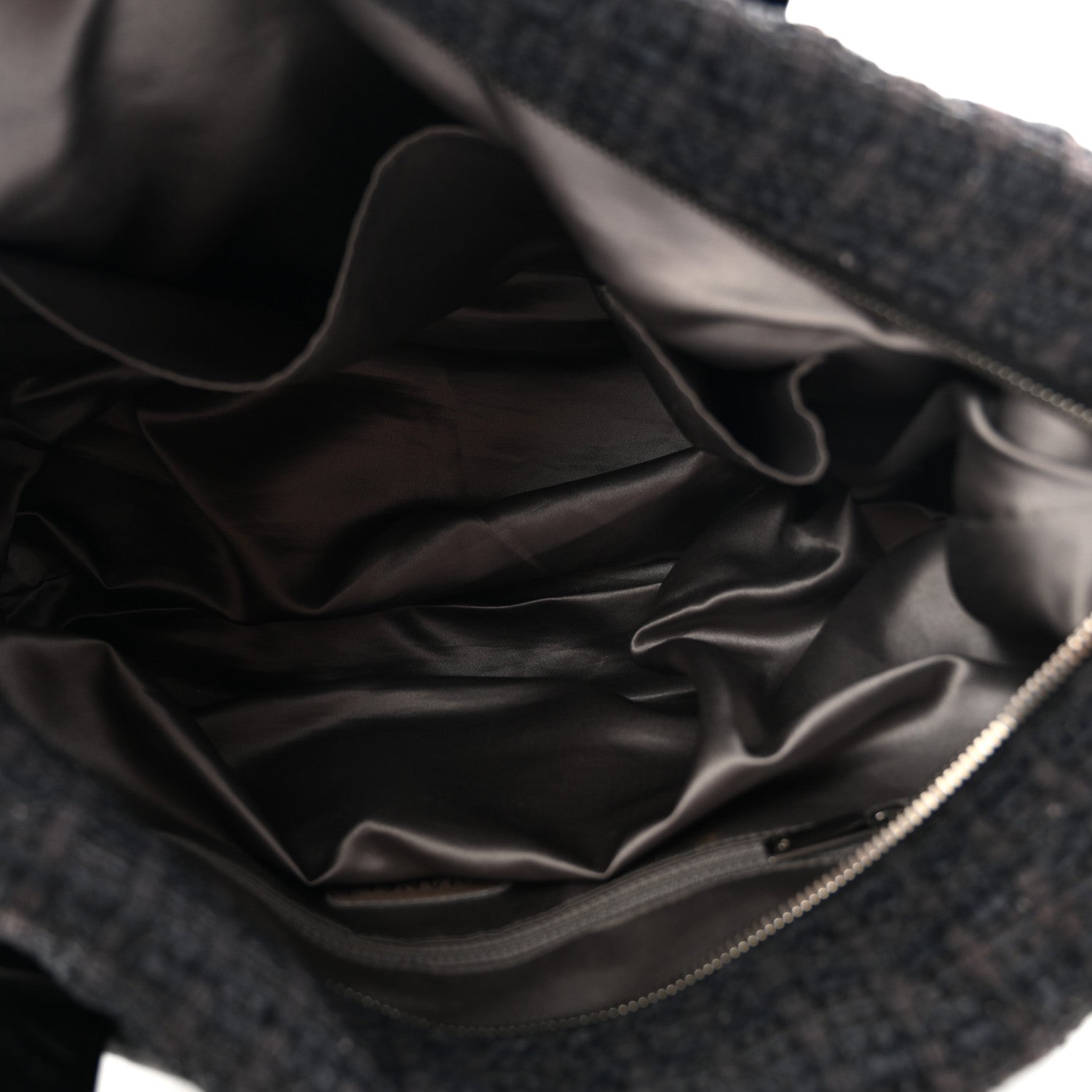 Glazed Calfskin Quilted Tweed Portobello Tote Black