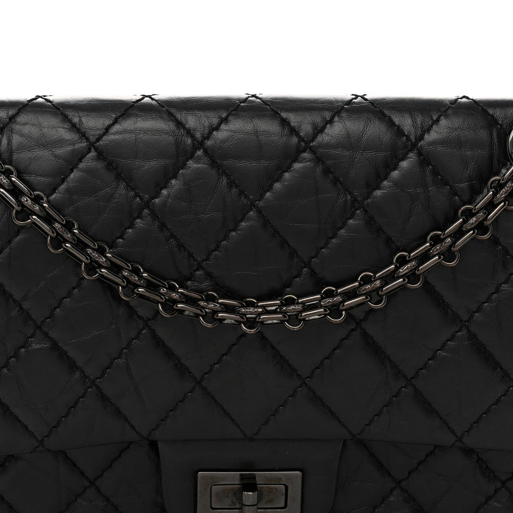 Aged Calfskin Quilted 2.55 Reissue 225 Flap So Black