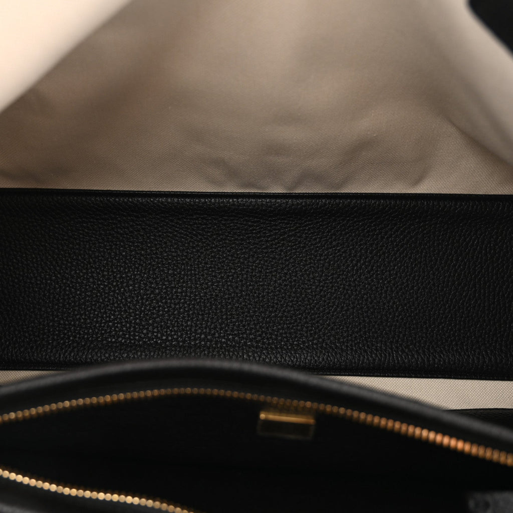 Grained Calfskin Suede Urban Essentials Large Shopping Bag Dark Beige Black Dark Beige Black