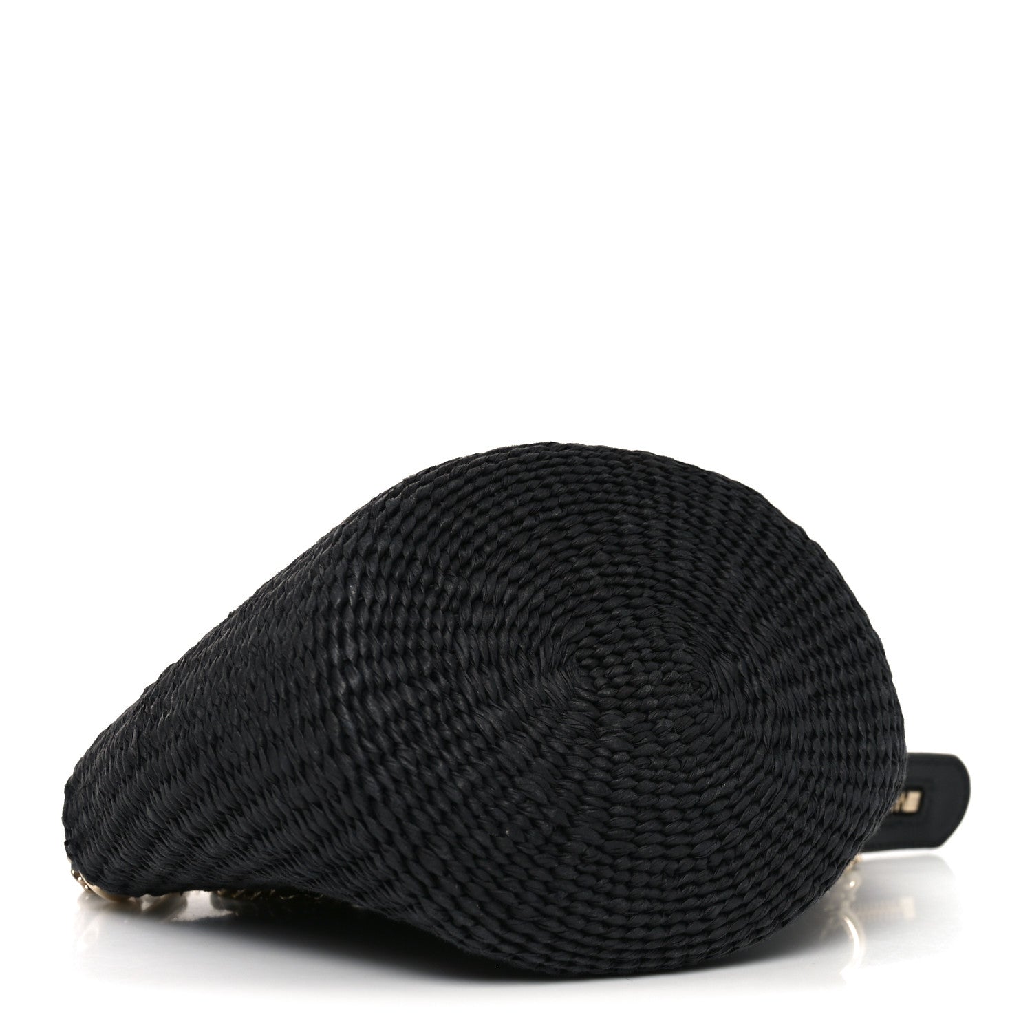 X MIFUKO Raffia Calfskin Mini Chain Basket Black