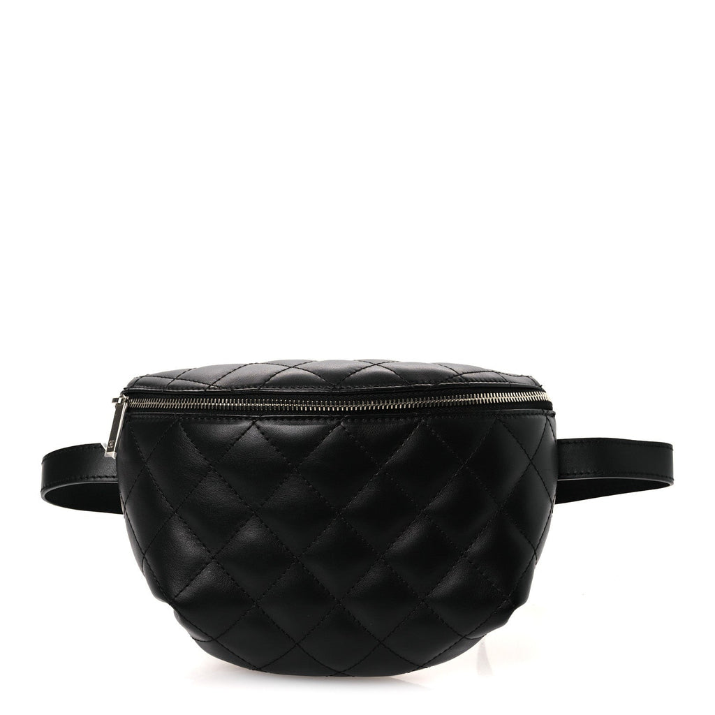 Calfskin Quilted Waist Belt Bag Black