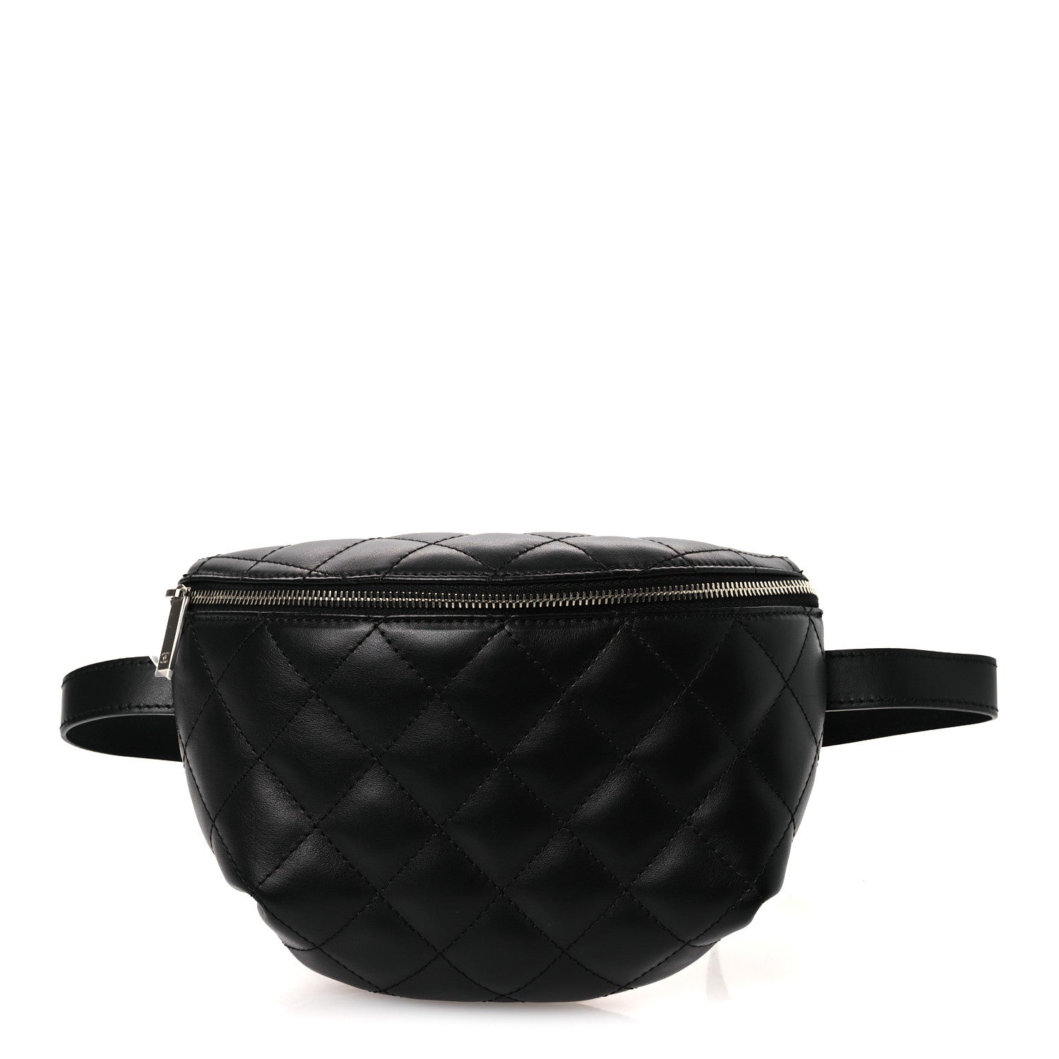 Calfskin Quilted Waist Belt Bag Black