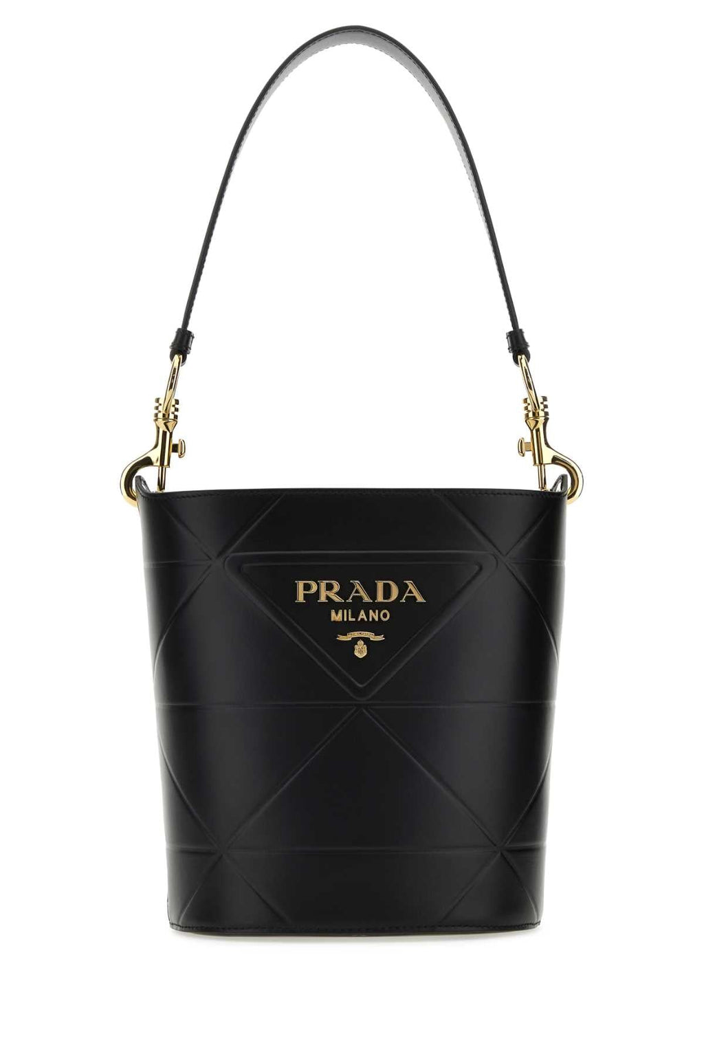 Prada Women Black Leather Bucket Bag