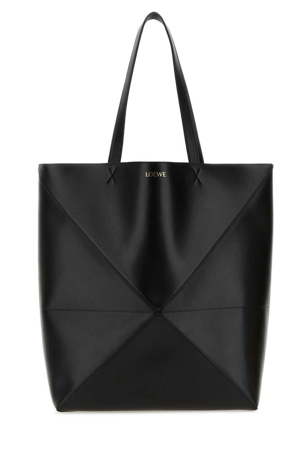 Loewe Men Black Leather Large Puzzle Fold Shopping Bag
