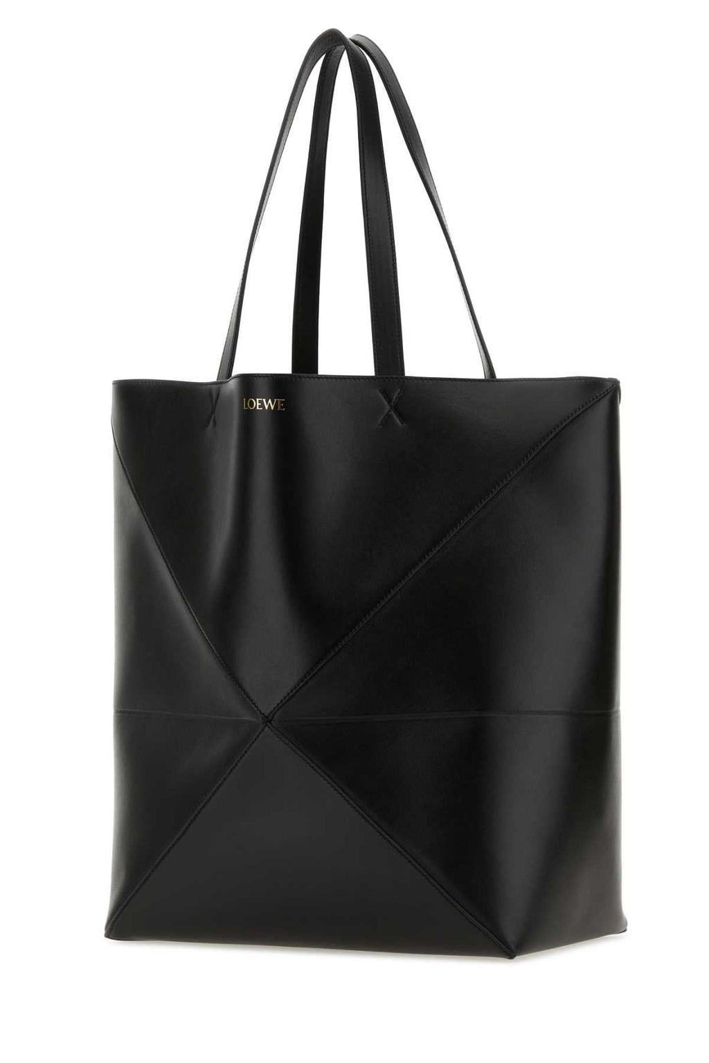 Loewe Men Black Leather Large Puzzle Fold Shopping Bag