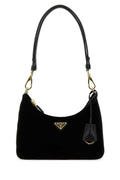 Prada Women Black Velvet Mini Prada Re-Edition Shoulder Bag