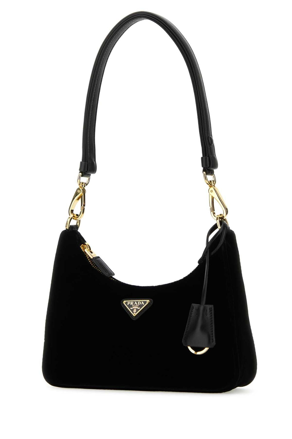 Prada Women Black Velvet Mini Prada Re-Edition Shoulder Bag