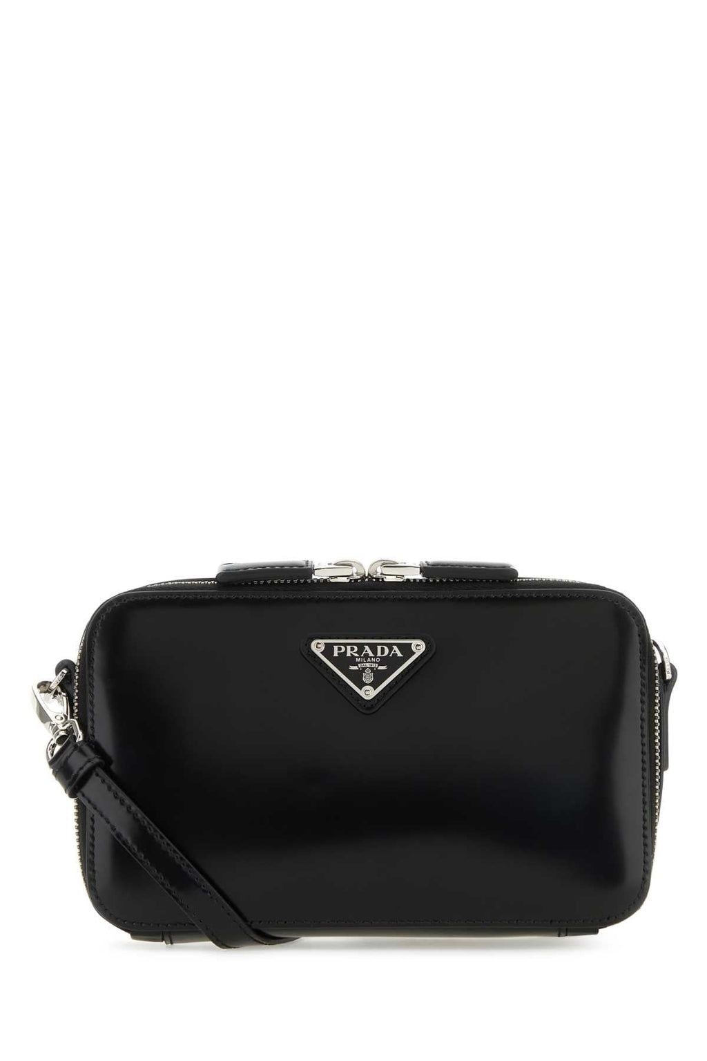 Prada Men Black Leather Brique Crossbody Bag